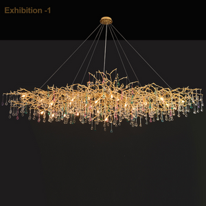 Avis Colorful Crystal Raindrop Aluminum Branch Chandelier