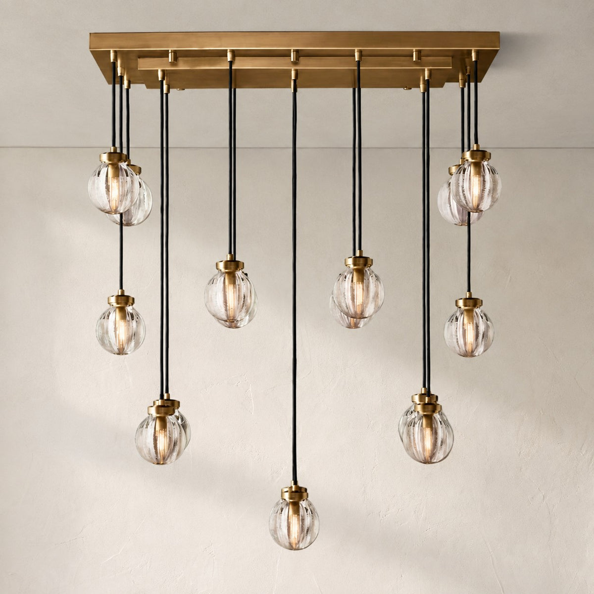 Perla Spherical Modern Rectangular Chandelier 36”