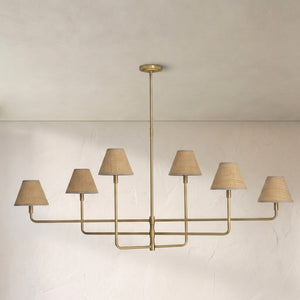 Polara Brass rattan Chandelier, in natural brass