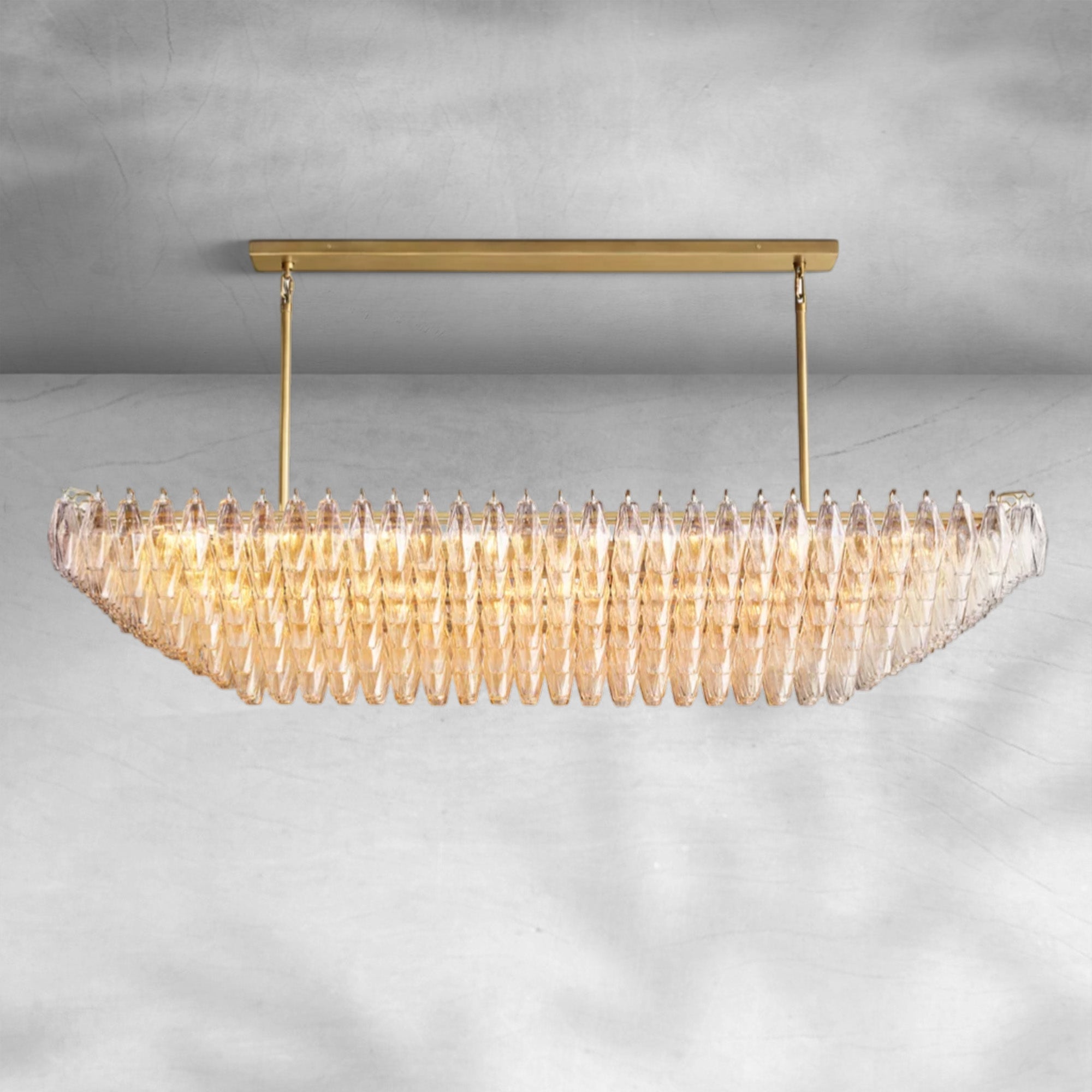 Cyra Clear Glass Tired Rectangular Chandelier 54"74"