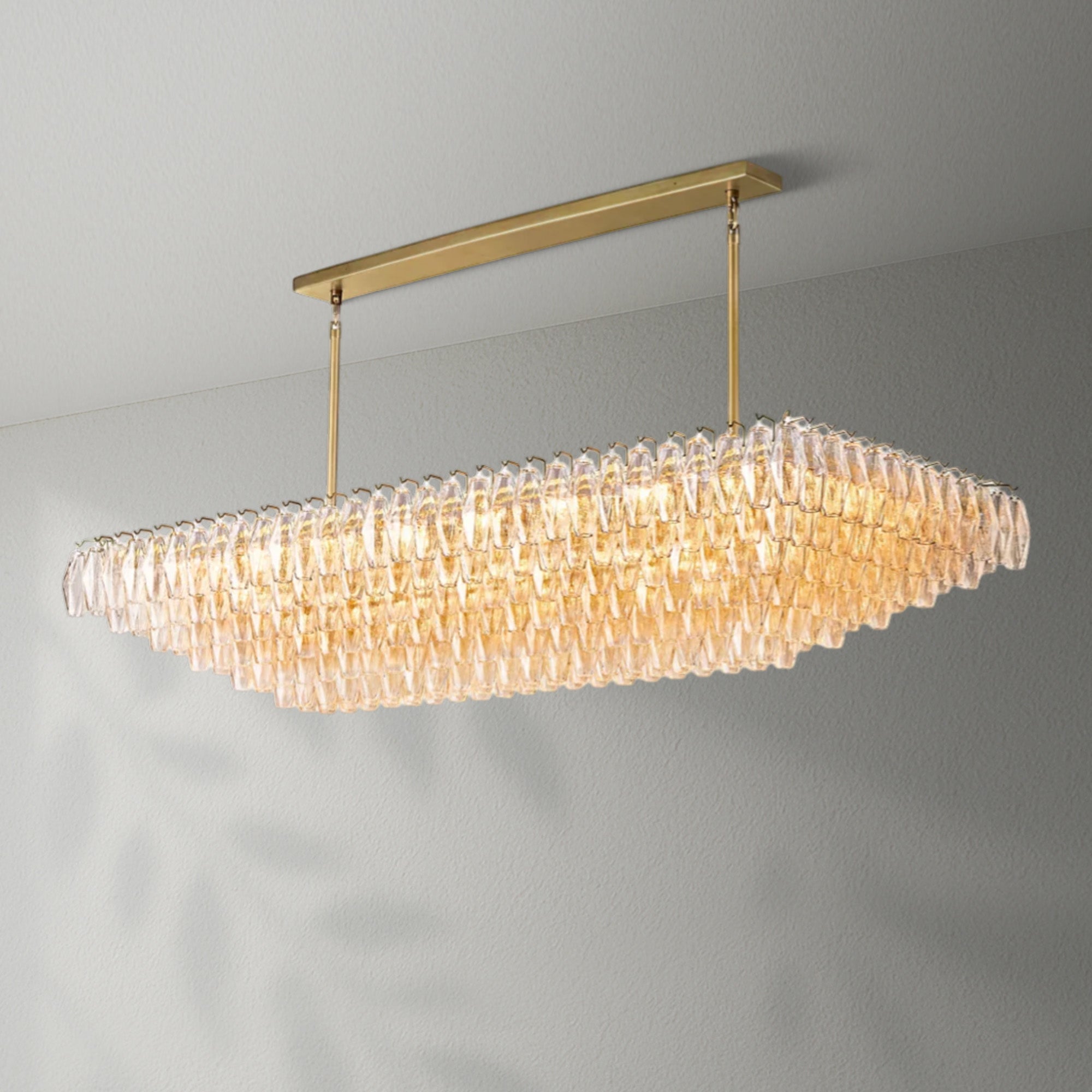 Cyra Clear Glass Tired Rectangular Chandelier 54"74"
