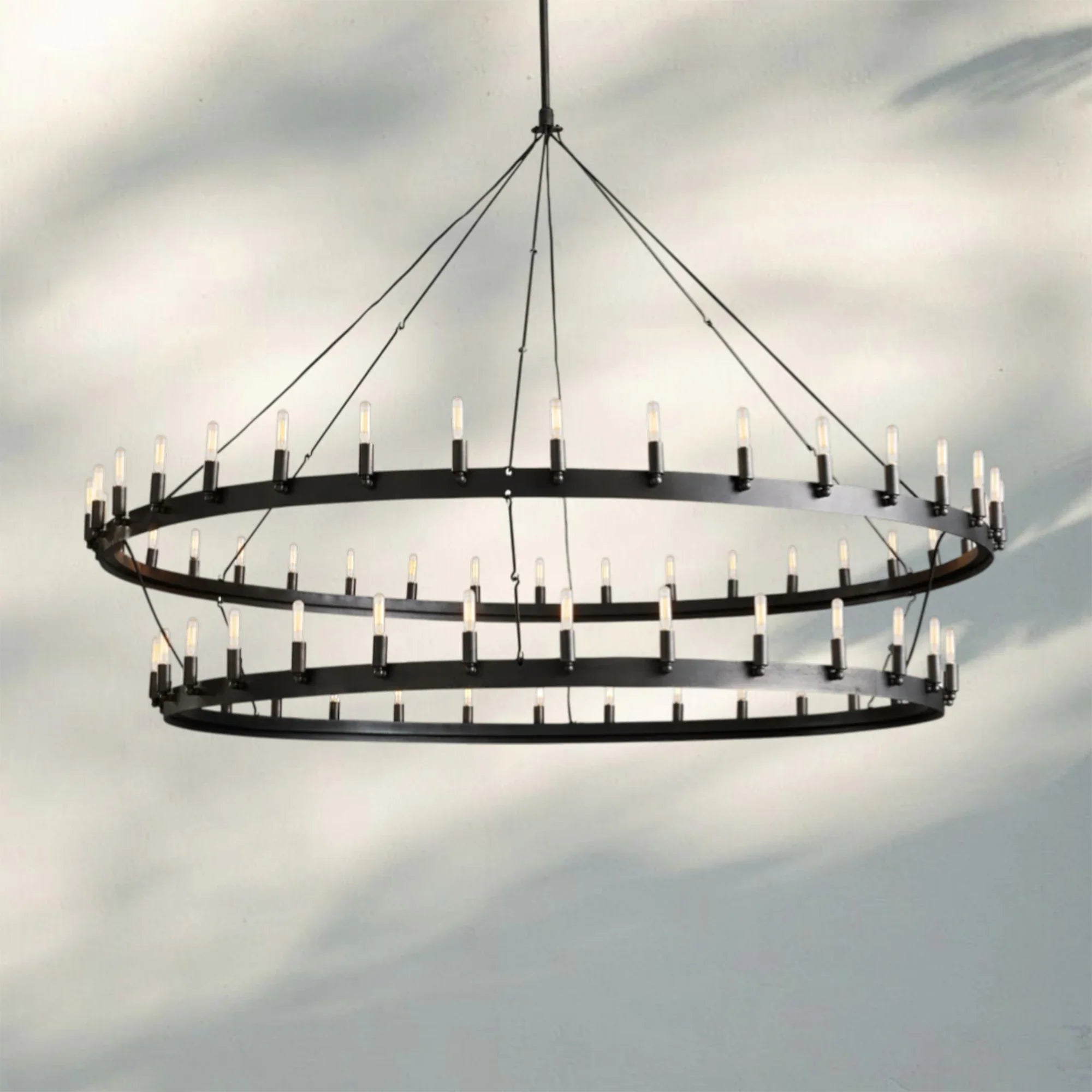 Celestine Vintage Filament Two-Tier Round Chandelier 71"