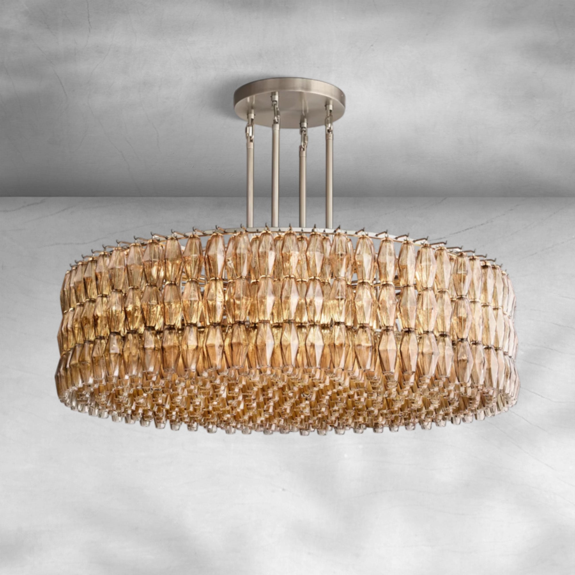 Cyra Smoke Glass Round Chandelier 37"47‘’62‘’
