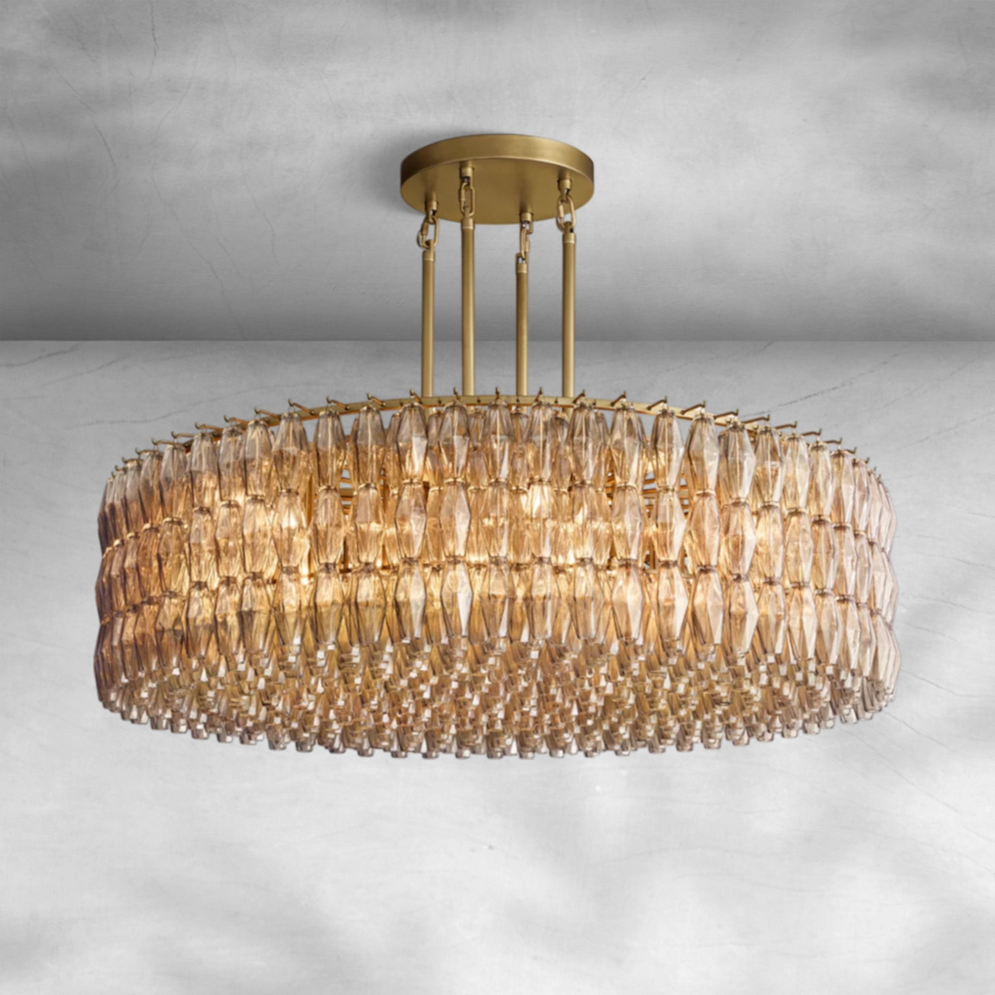 Cyra Smoke Glass Round Chandelier 37"47‘’62‘’