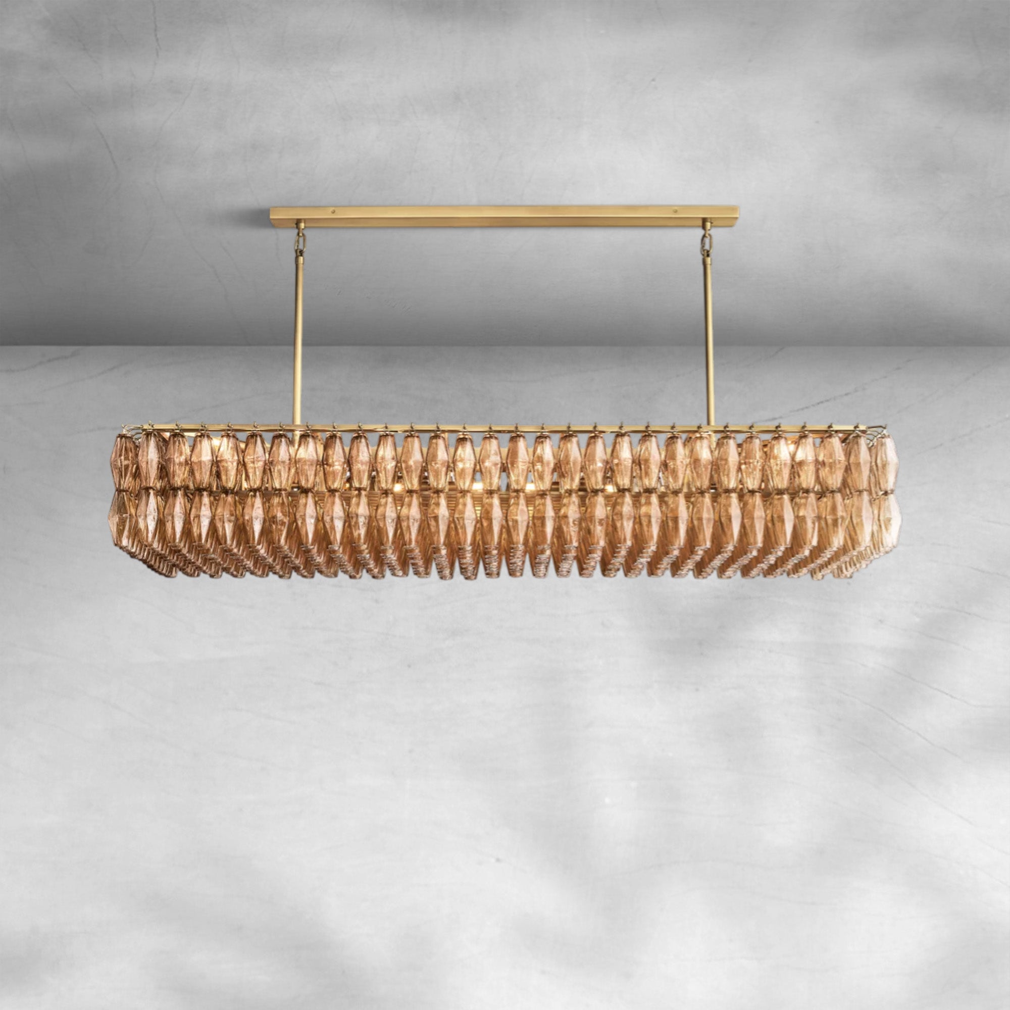 Cyra Glass Rectangular Chandelier 74"
