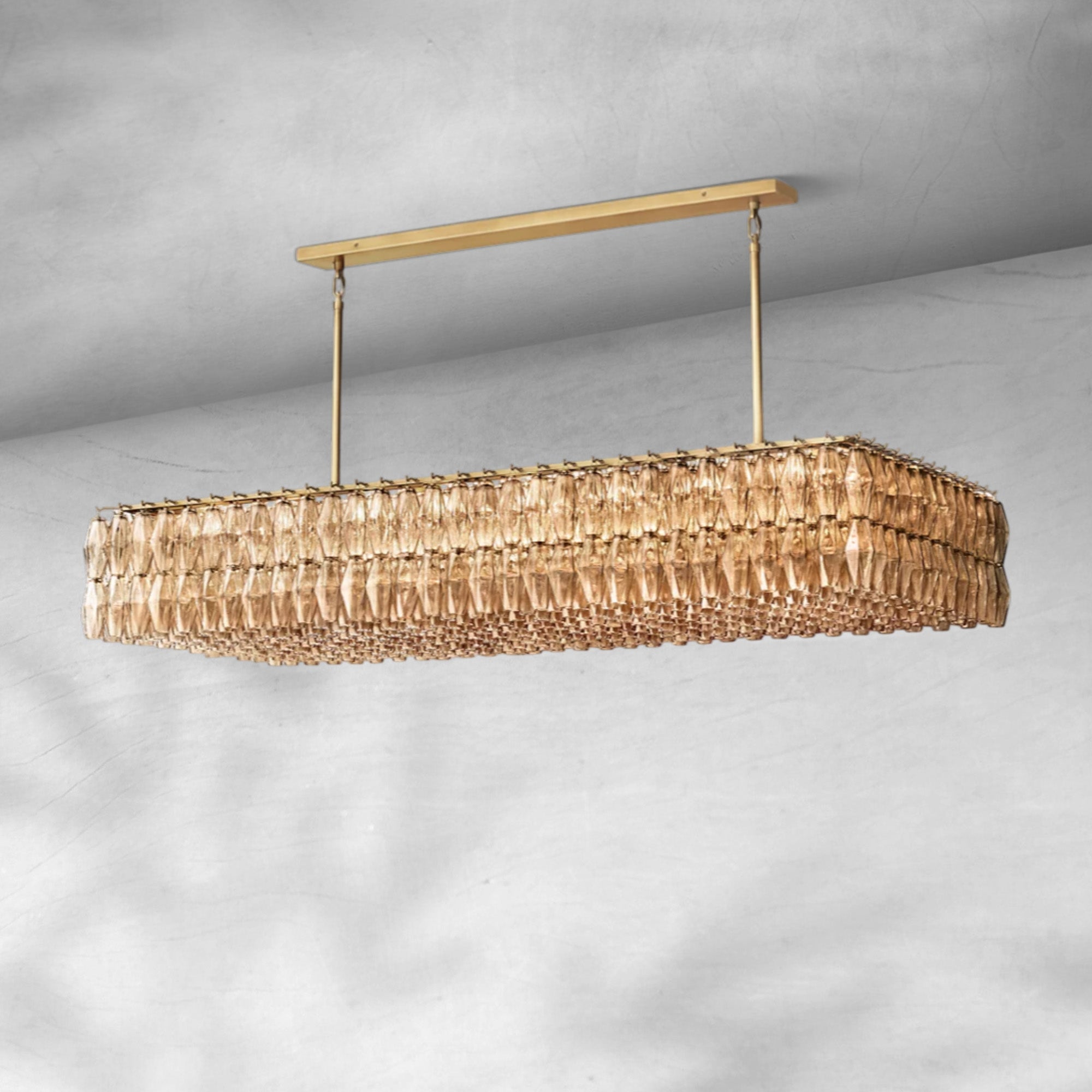 Cyra Glass Rectangular Chandelier 74"