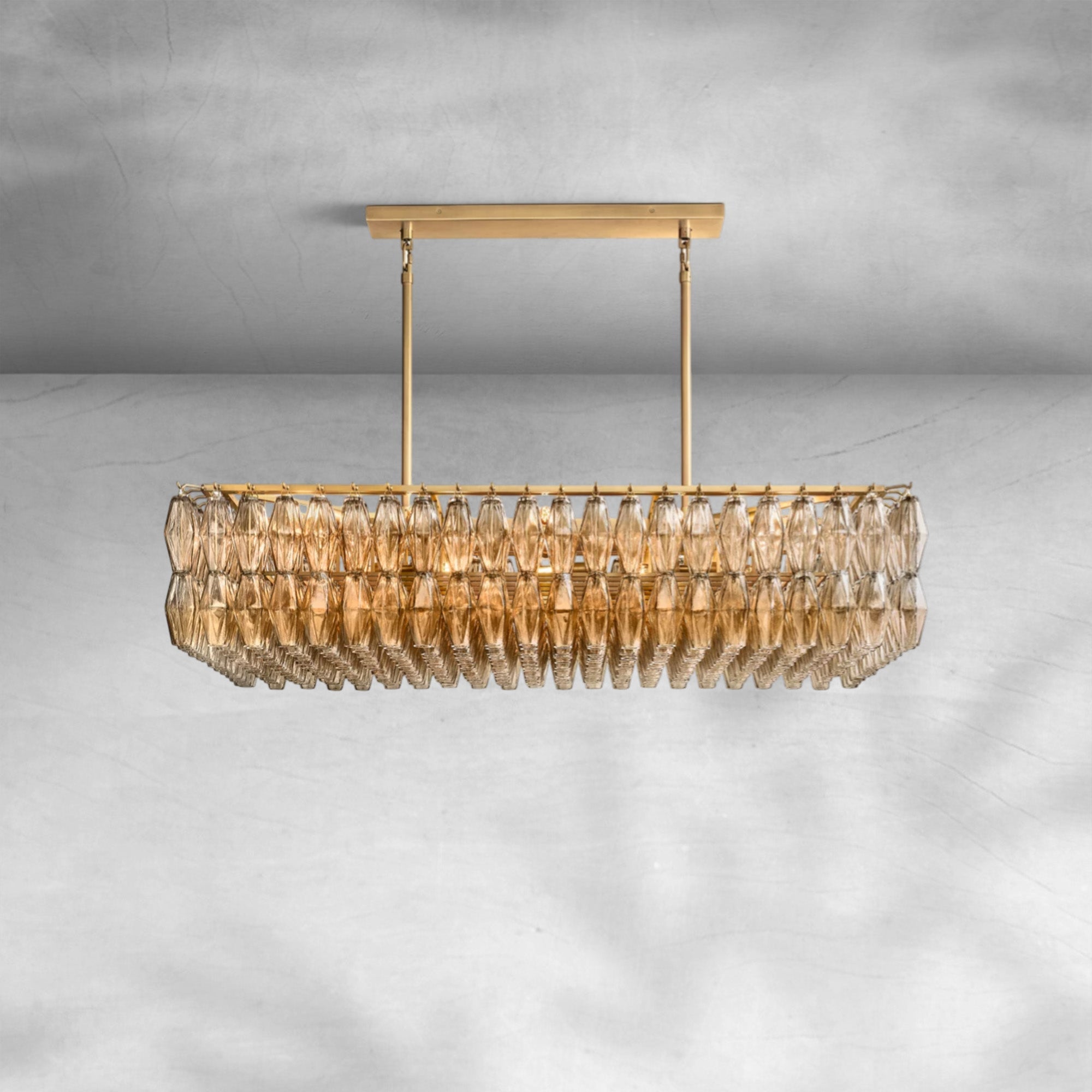 Cyra Glass Rectangular Chandelier 54"