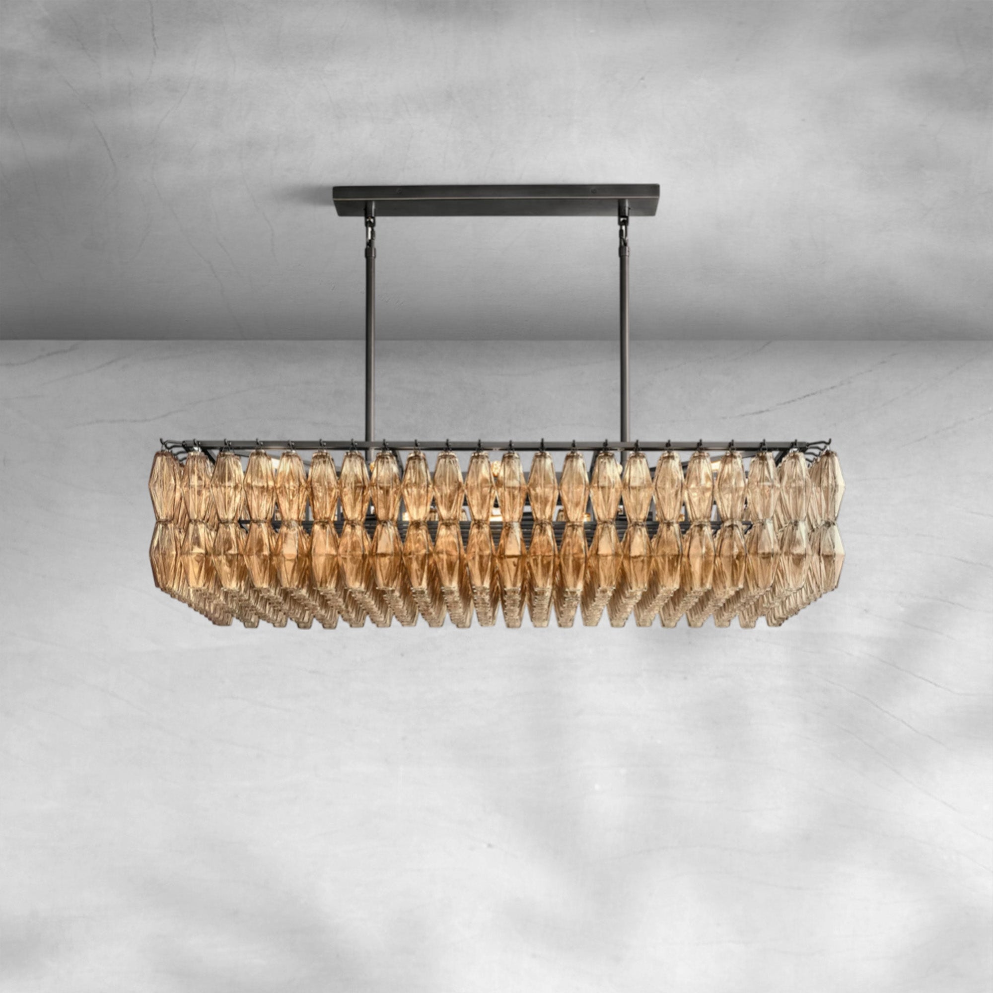 Cyra Glass Rectangular Chandelier 54"