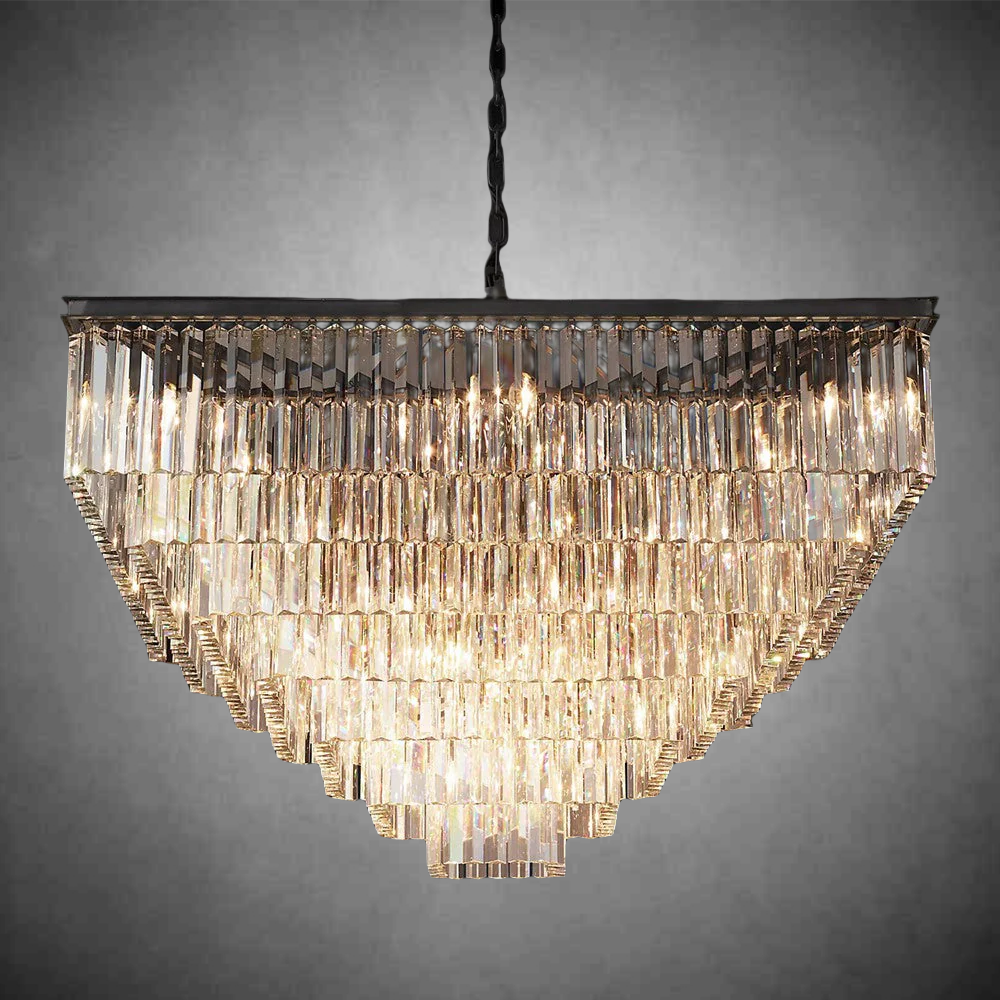 1920s Orion Art Deco Square Chandelier 47"