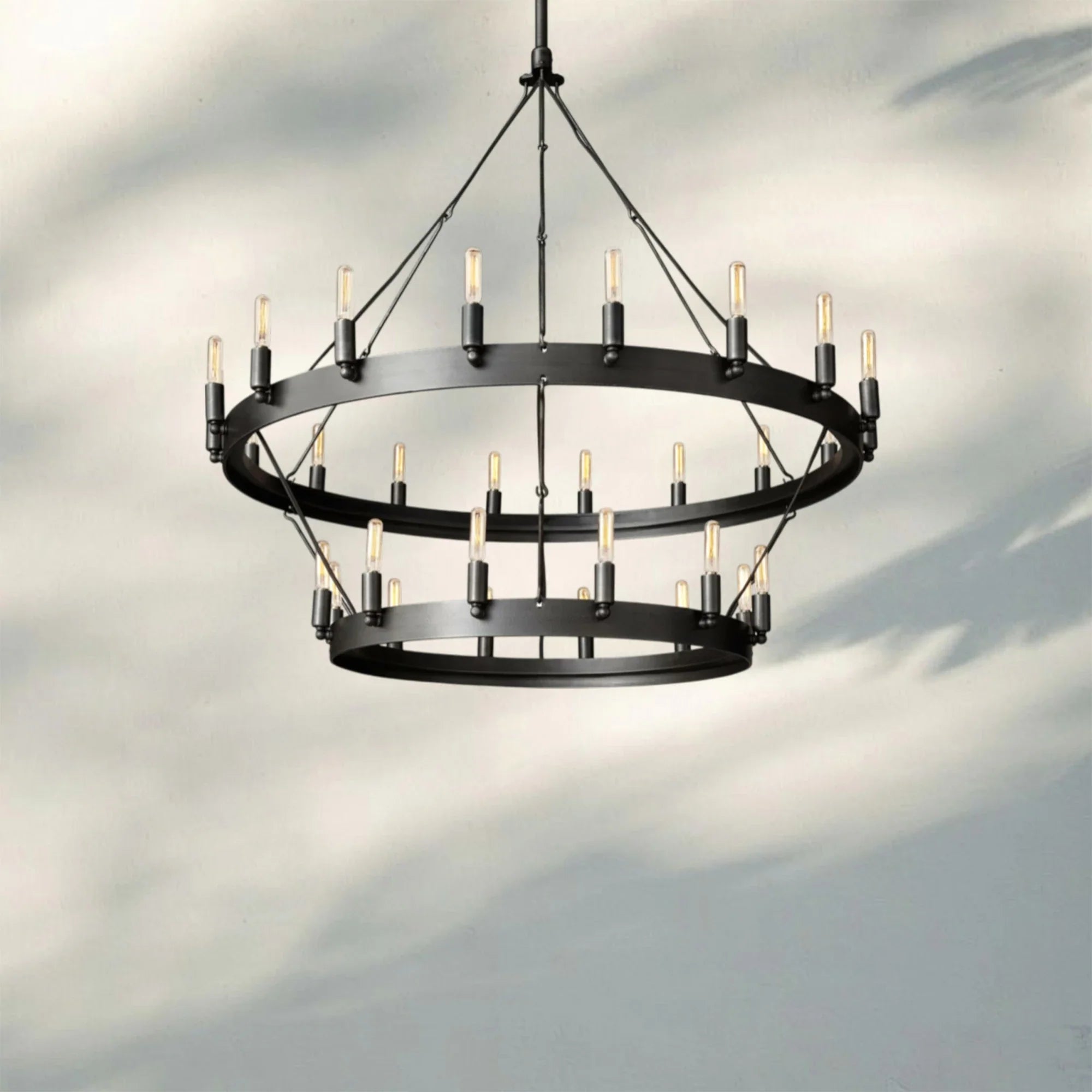 Celestine Vintage Filament Two-Tier Round Chandelier 38"