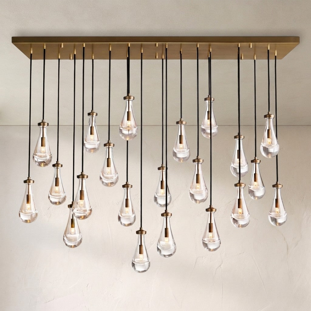 Raindrop Glass Linear Chandelier 72"