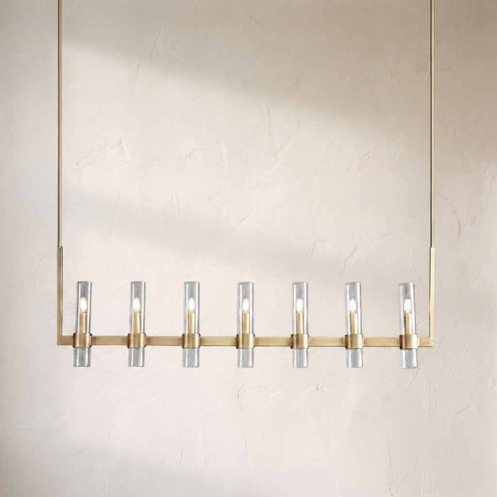 Ravion Linear Chandelier 59", solid brass