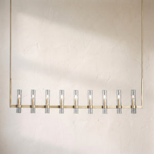 Ravion Linear Chandelier 71", solid brass