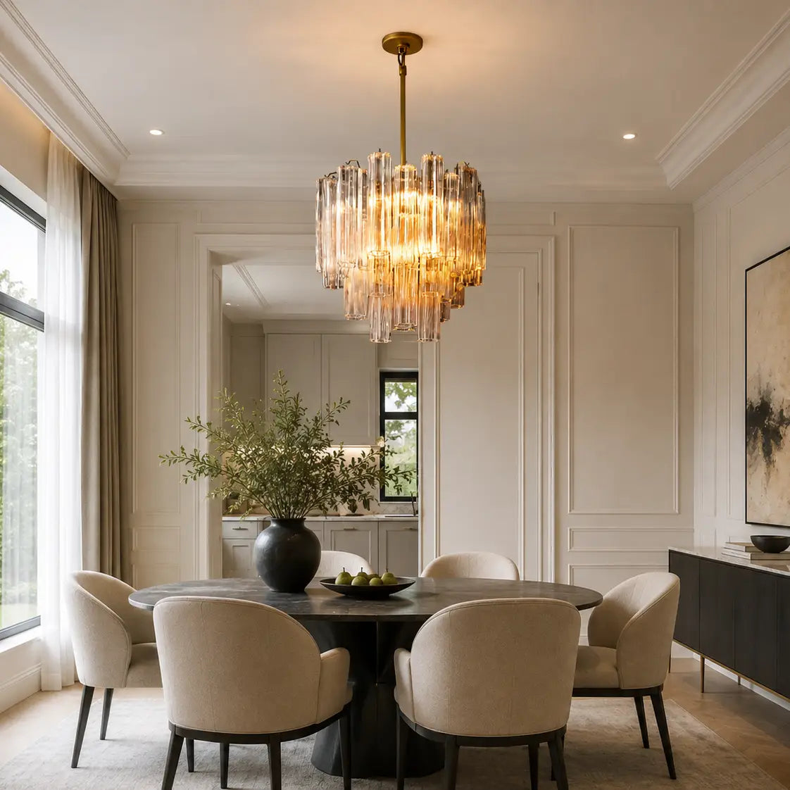 Modern Tronchi Smoke Glass Tiered Chandelier Luxury European-Inspired Round Pendant Light - view 5