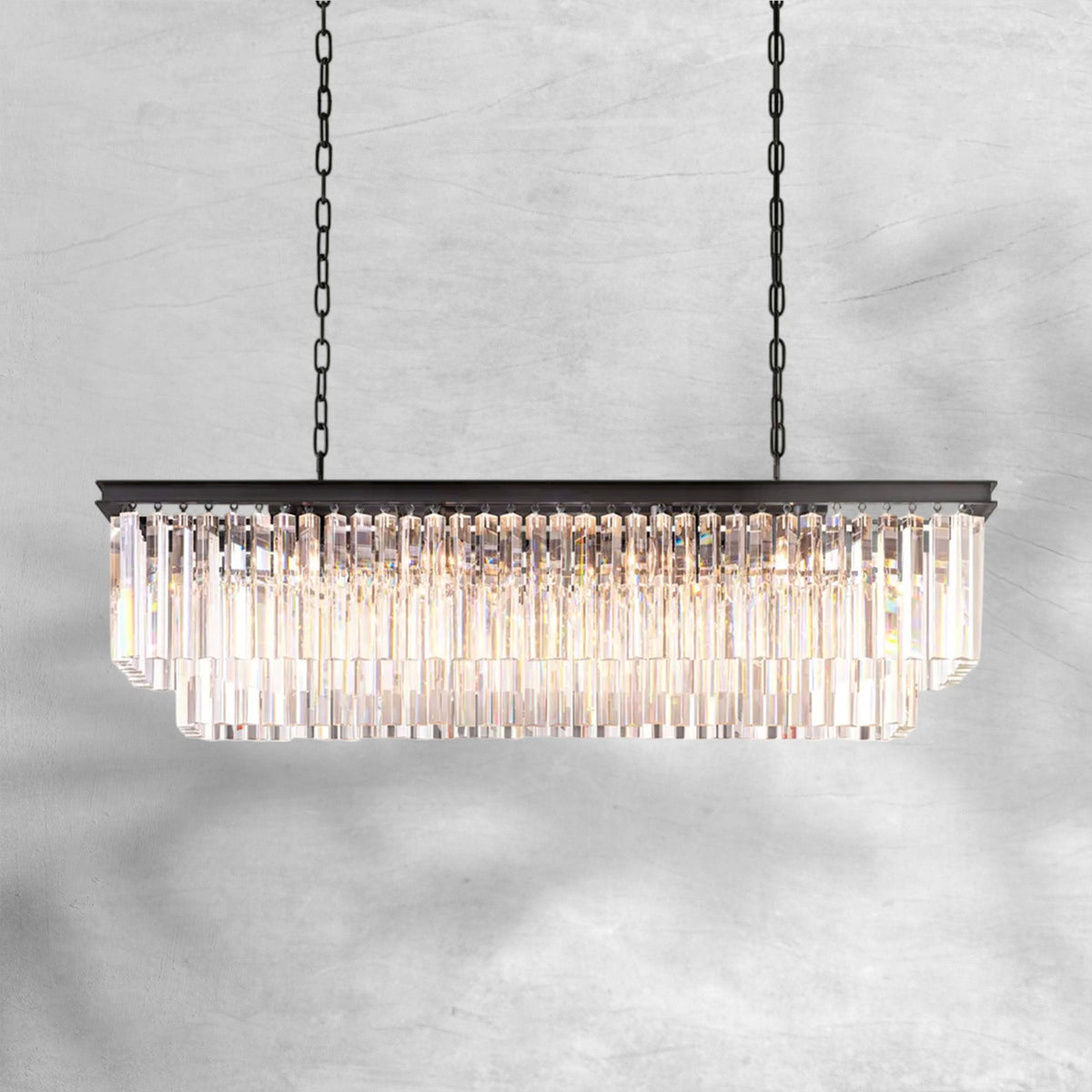 1920s Orion Art Deco Rectangular Chandelier 40"49"59"72" - view 5
