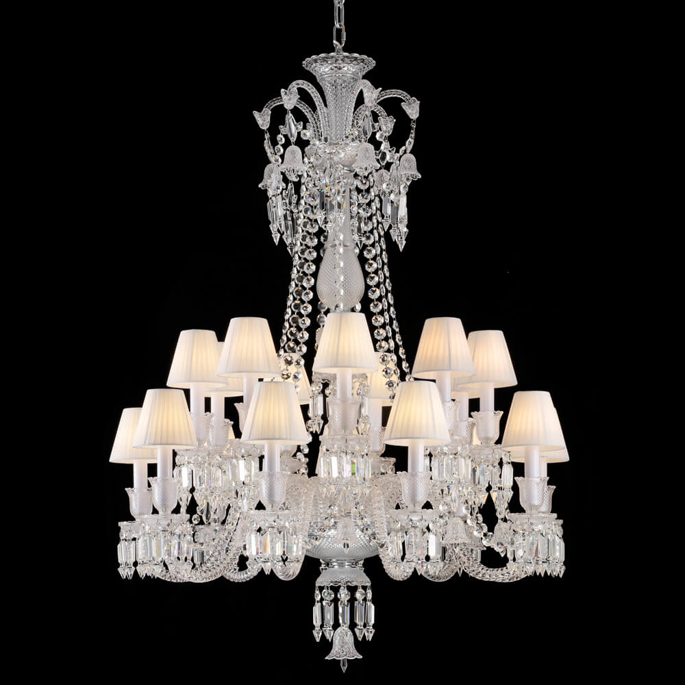 24 lights chandelier with fabric shades, crystal