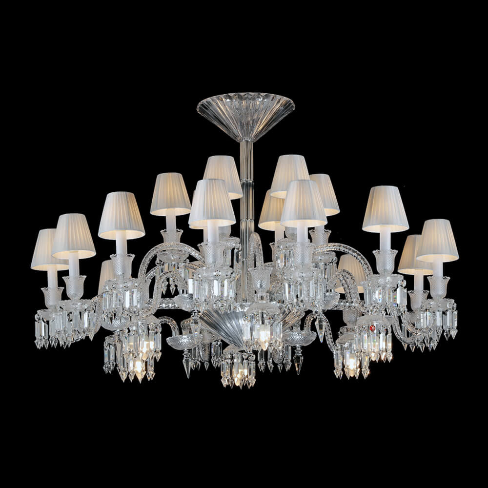 24 lights short semi flush mount chandelier, crystal