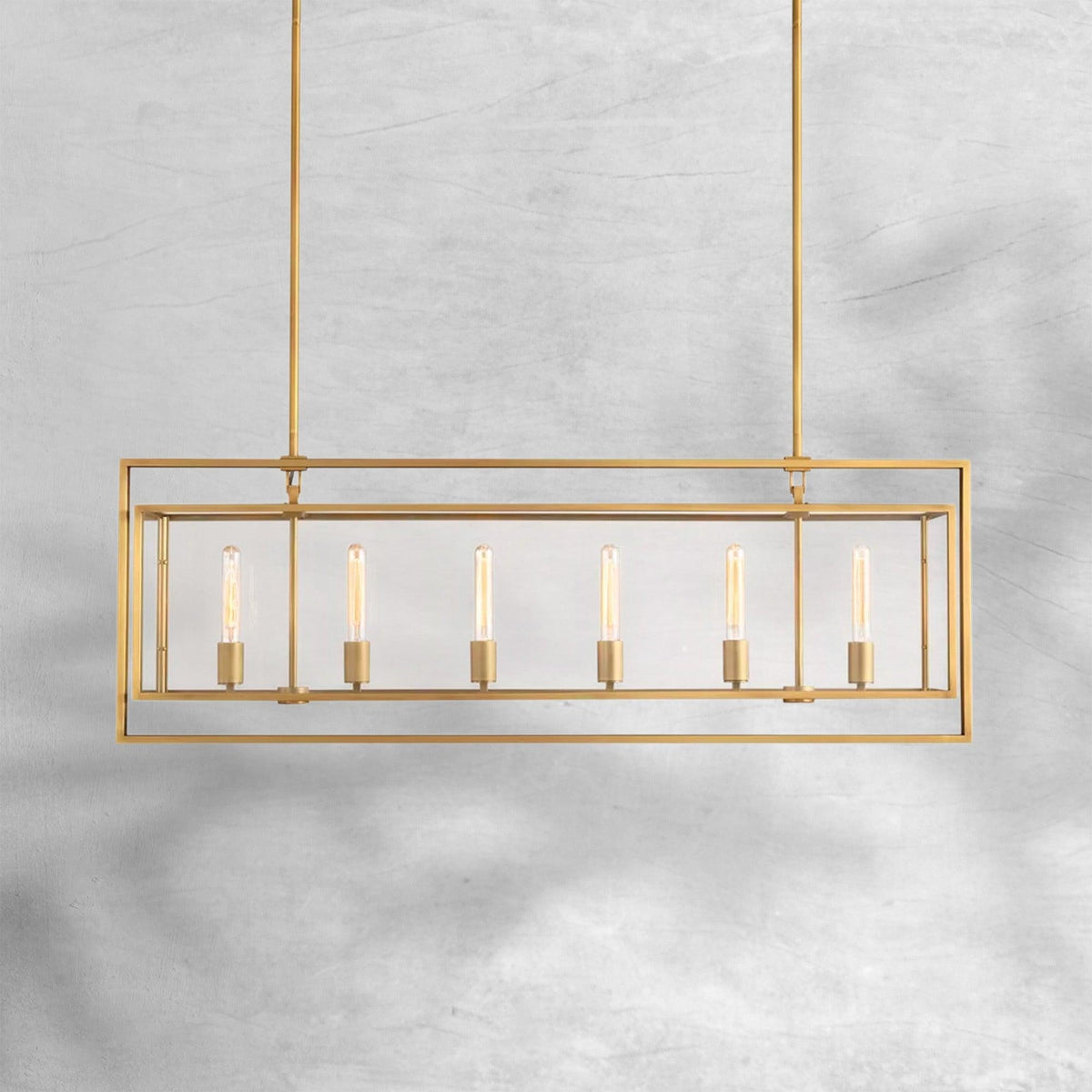 Bauros Glass Lantern Rectangular Chandelier 54" - view 10
