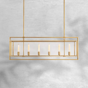 Bauros Glass Lantern Rectangular Chandelier 54" - view 10