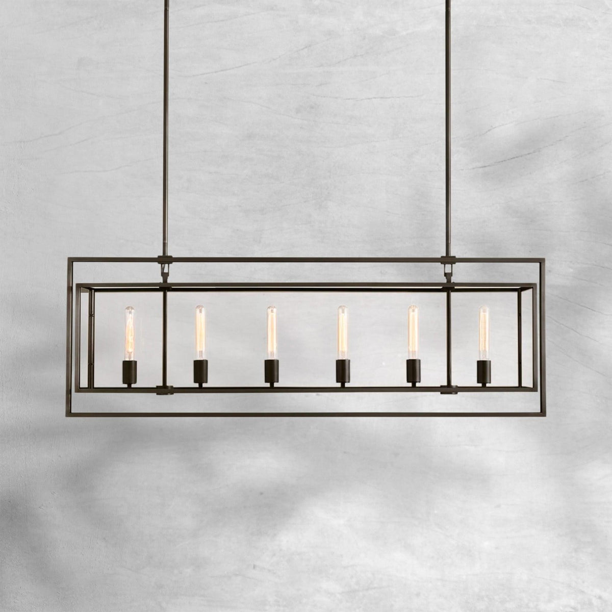 Bauros Glass Lantern Rectangular Chandelier 54" - view 14