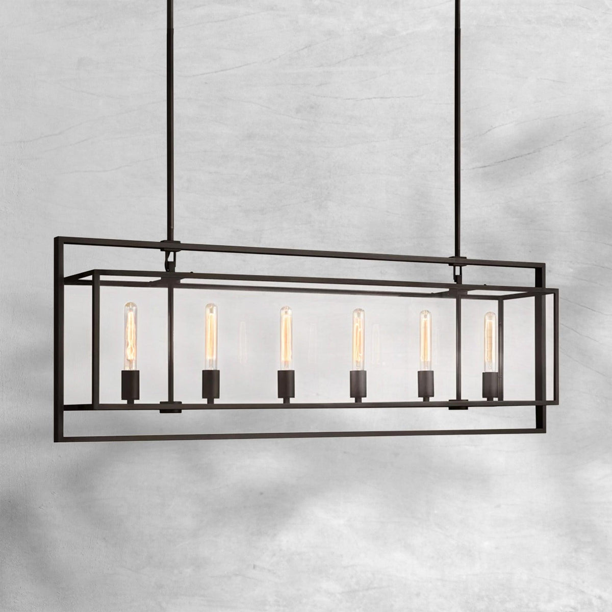 Bauros Glass Lantern Rectangular Chandelier 54" - view 15