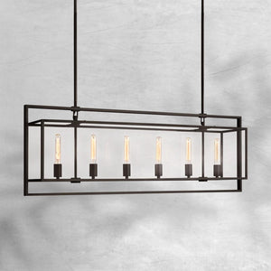 Bauros Glass Lantern Rectangular Chandelier 54" - view 15