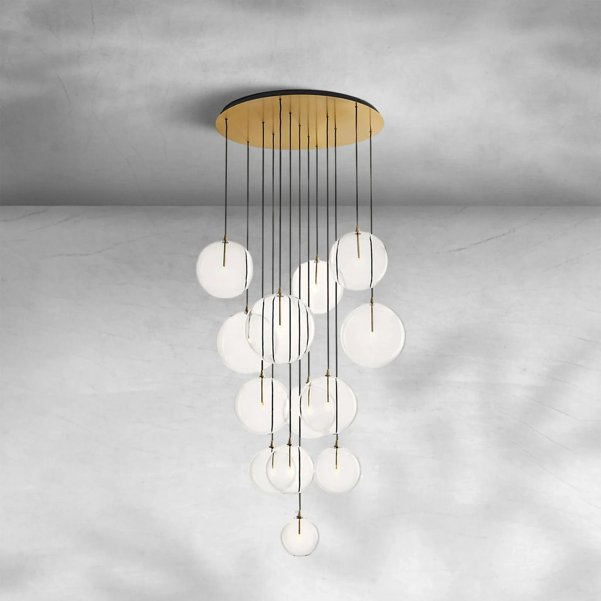 Glass Globe Mobile Cluster Chandelier 44"