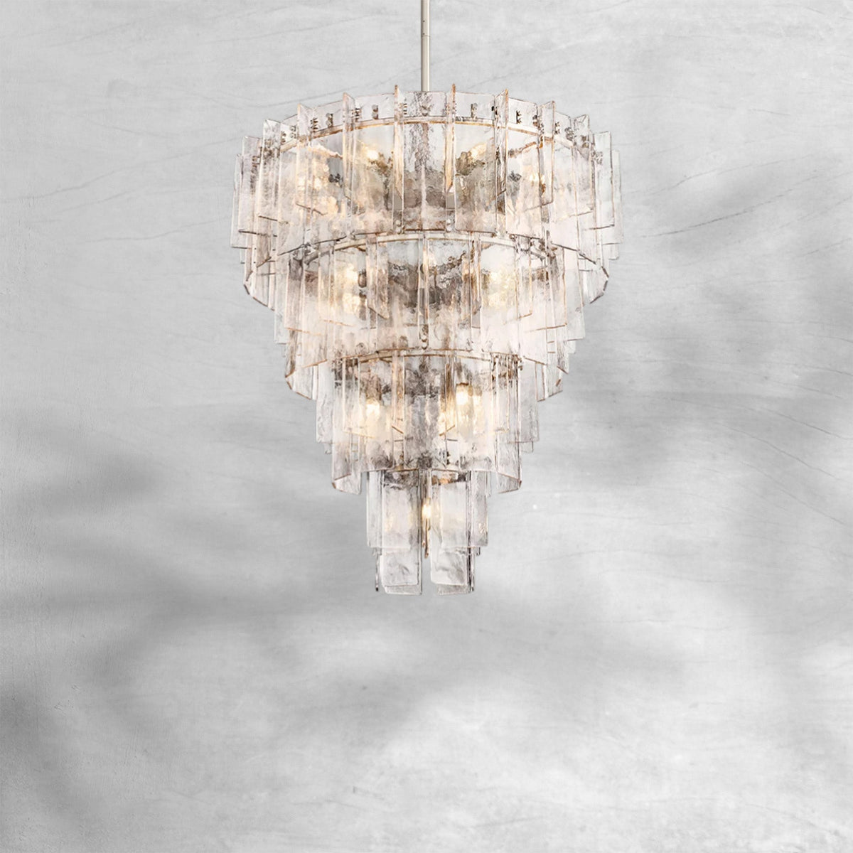 Lattace Clear Glass Tiered Round Chandelier 47" - view 3