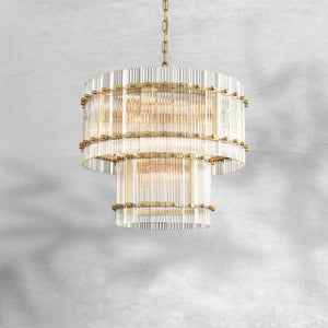 Sienna Marcus 2-Tier Glass Round Chandelier 22", steel two-tier