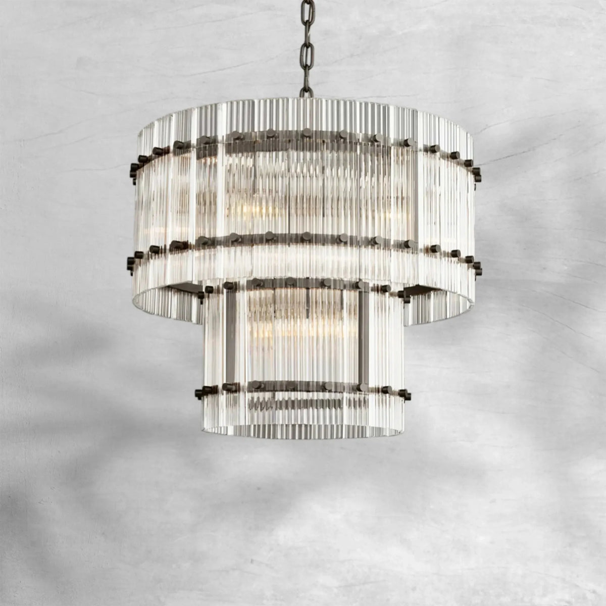 Sienna Marcus 2-Tier Glass Round Chandelier 37", steel two-tier - view 3