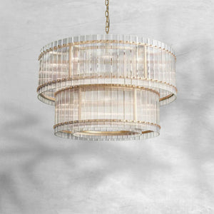 Sienna Marcus 2-Tier Glass Round Chandelier 48", steel two-tier