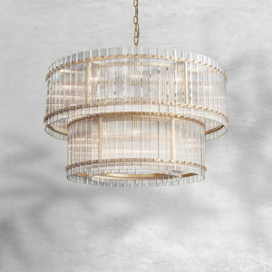 Sienna Marcus 2-Tier Glass Round Chandelier 60", steel two-tier