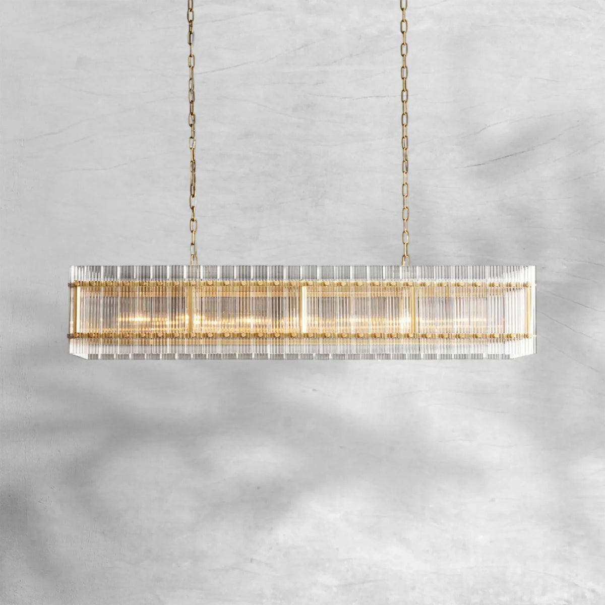 Sienna Marcus Glass Rectangle Chandelier 54", steel rectangular - view 2