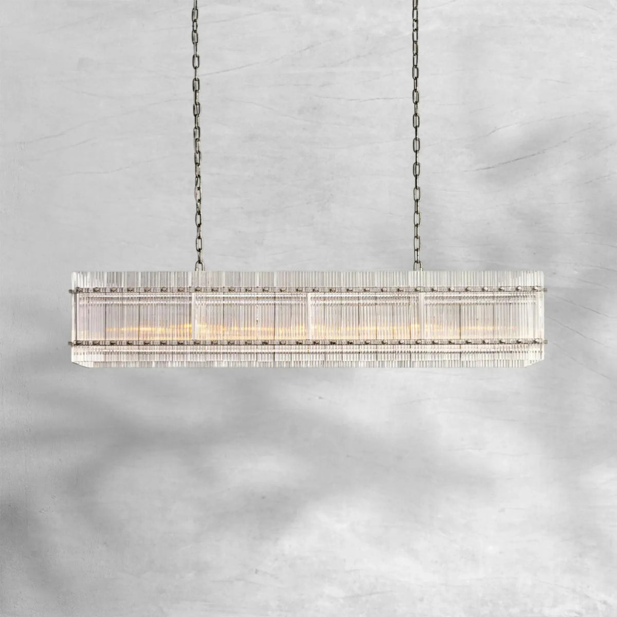 Sienna Marcus Glass Rectangle Chandelier 54", steel rectangular - view 5