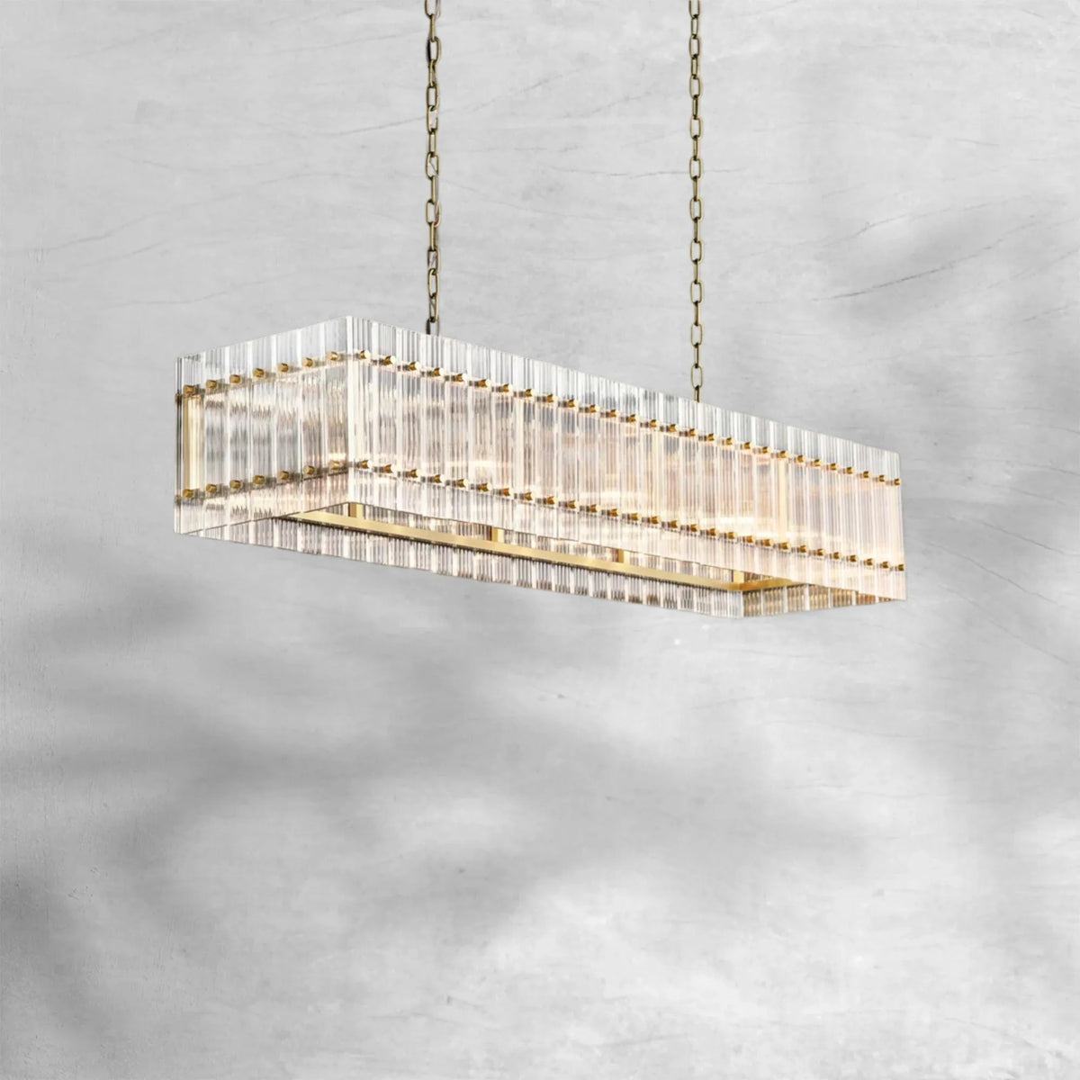 Sienna Marcus Glass Rectangle Chandelier 54", steel rectangular - view 6