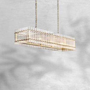 Sienna Marcus Glass Rectangle Chandelier 54", steel rectangular - view 6