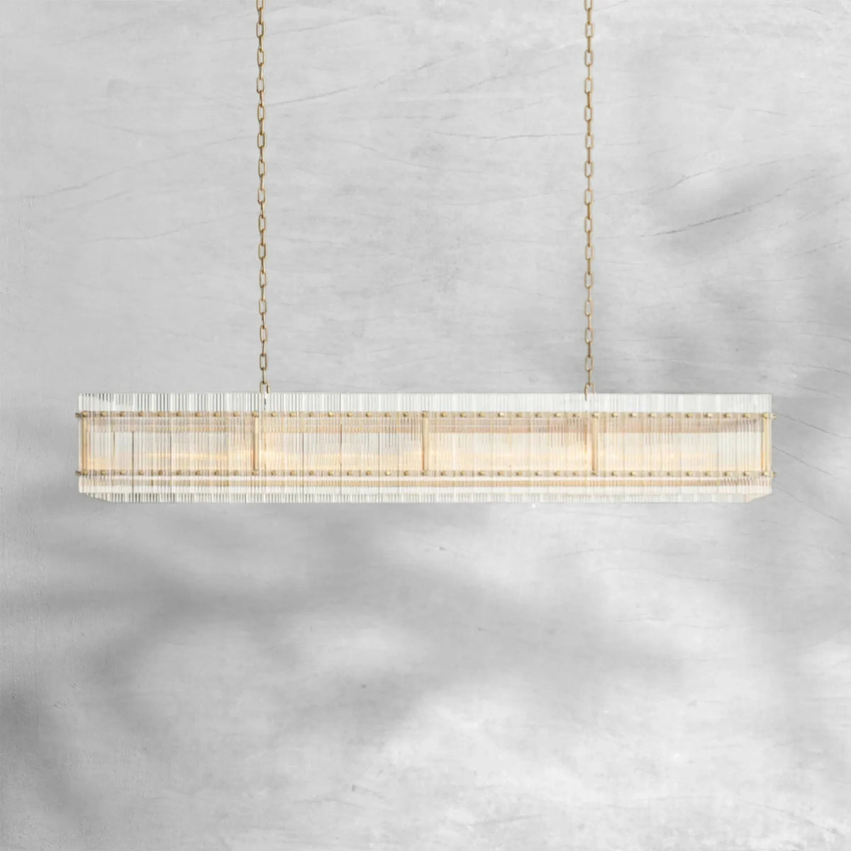 Sienna Marcus Glass Rectangle Chandelier 72", steel rectangular