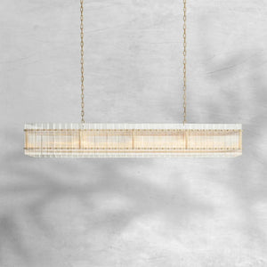 Sienna Marcus Glass Rectangle Chandelier 72", steel rectangular