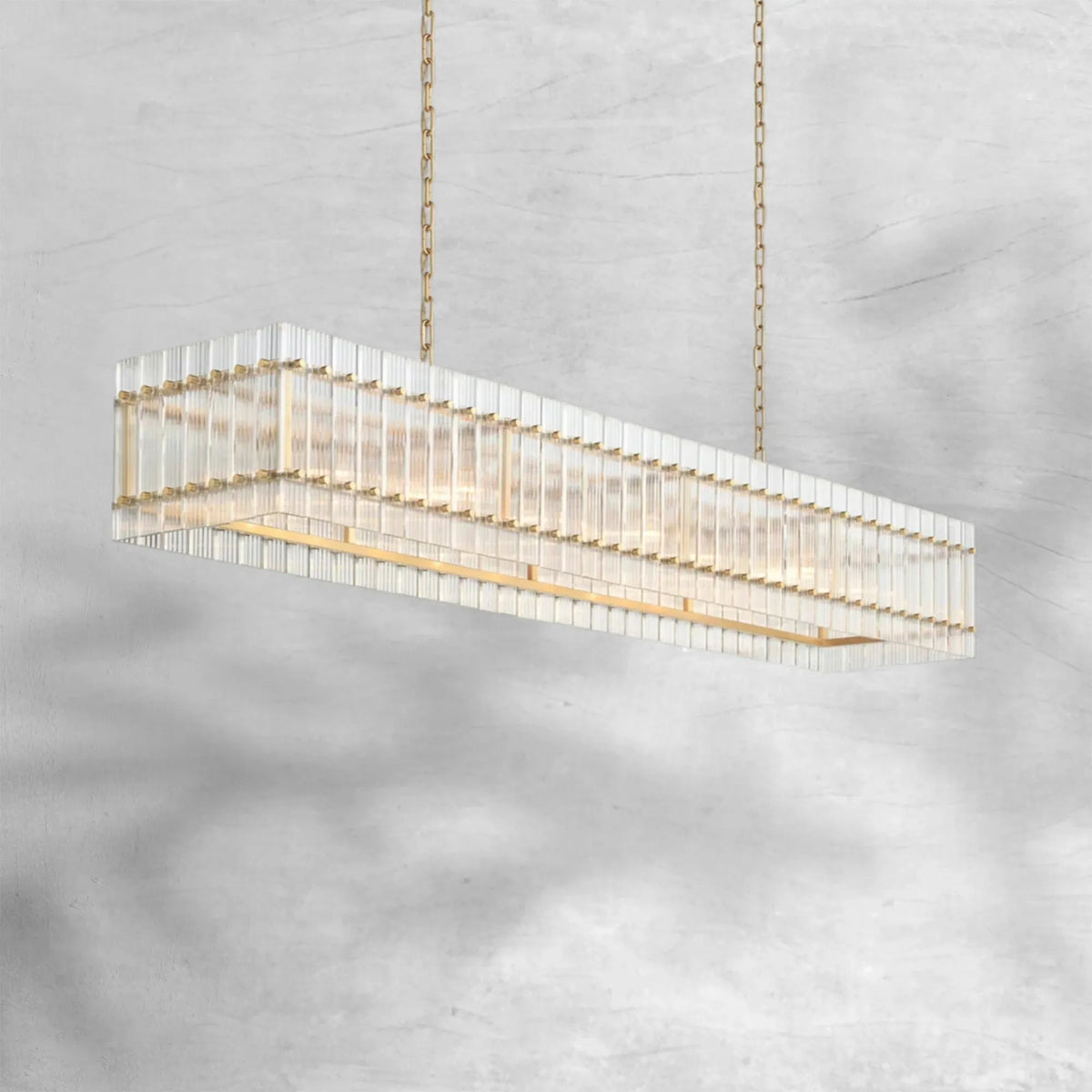 Sienna Marcus Glass Rectangle Chandelier 72", steel rectangular - view 2