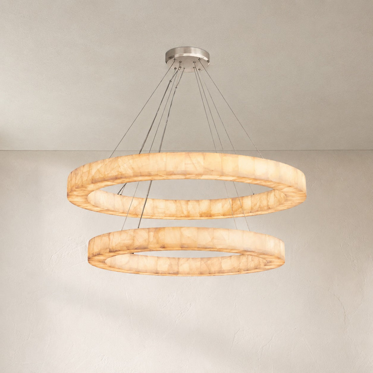 Riora 2-Tier Round Calcite Chandelier 60"