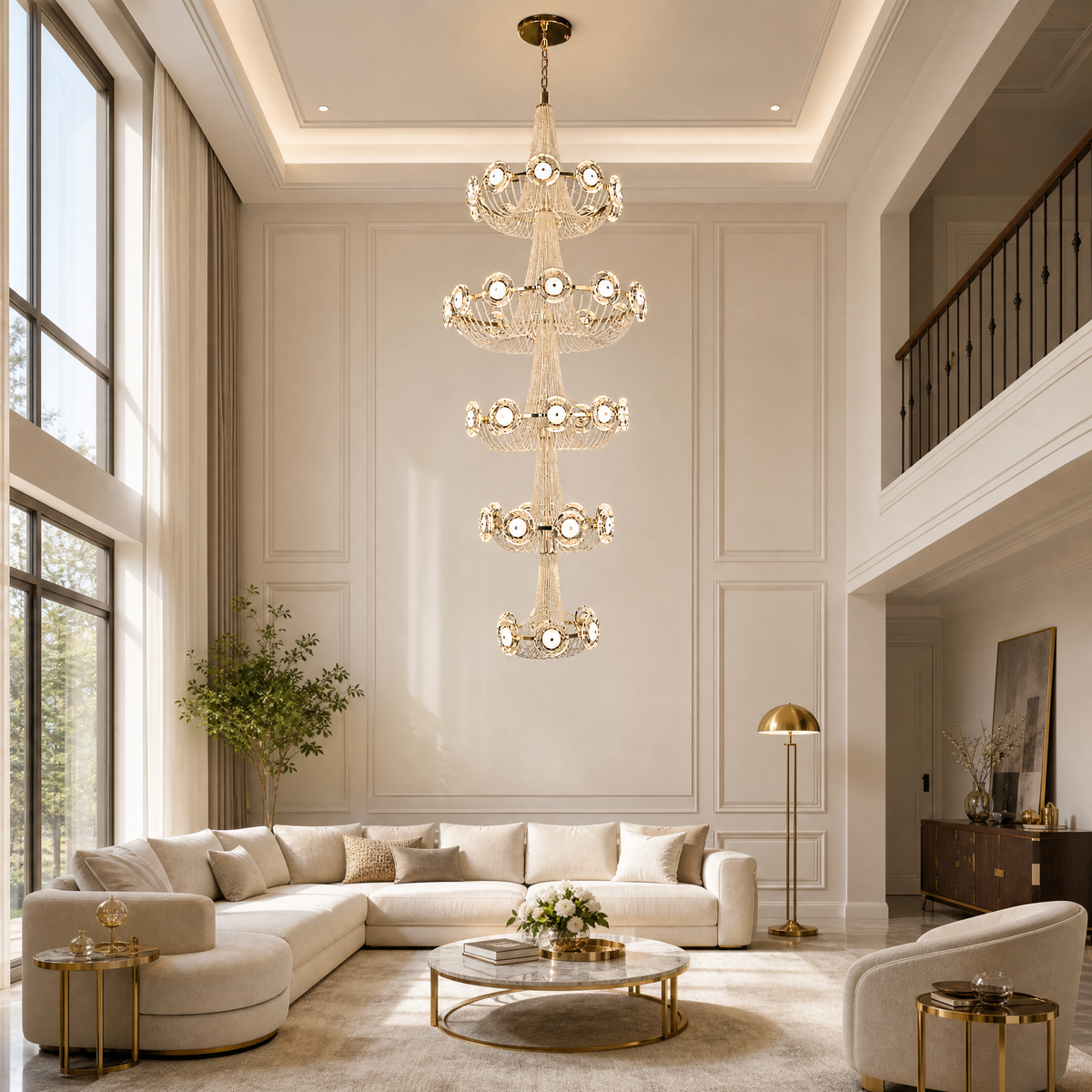 Rococo Dream Modern Sculptural Ring Chandelier, K9 crystal - view 3