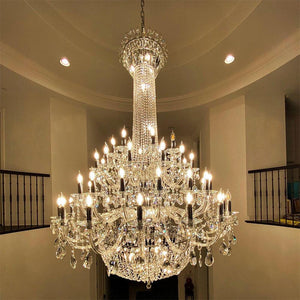 Extra Large European-style Multi-layers Candle Luxury Crystal Chandelier Gold Art Foyer/Staircase Decorative Light Fixture - view 2