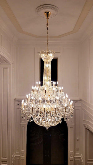 Extra Large European-style Multi-layers Candle Luxury Crystal Chandelier Gold Art Foyer/Staircase Decorative Light Fixture - view 10