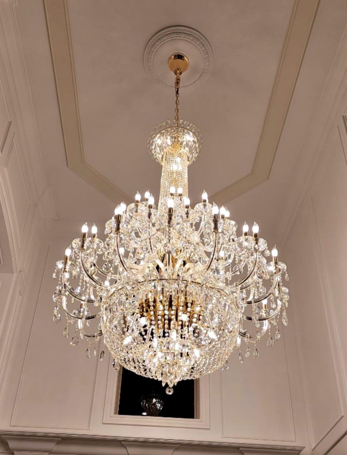Extra Large European-style Multi-layers Candle Luxury Crystal Chandelier Gold Art Foyer/Staircase Decorative Light Fixture - view 19