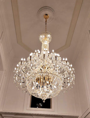 Extra Large European-style Multi-layers Candle Luxury Crystal Chandelier Gold Art Foyer/Staircase Decorative Light Fixture - view 19