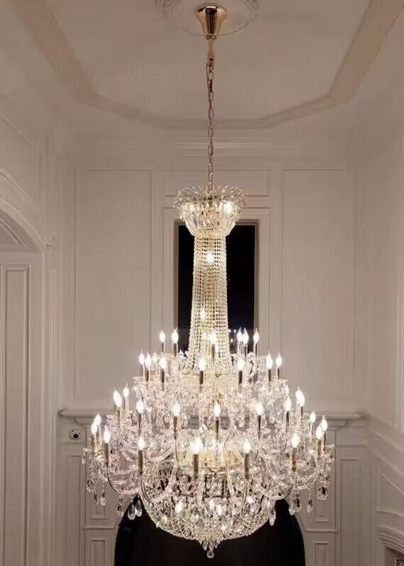 Extra Large European-style Multi-layers Candle Luxury Crystal Chandelier Gold Art Foyer/Staircase Decorative Light Fixture - view 17