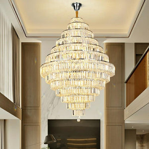 Chrome/ Silver/ Gold Extra Large Chandelier For Foyer Living Room Staircase Crystal Ceiling Lighting Fixture - view 9