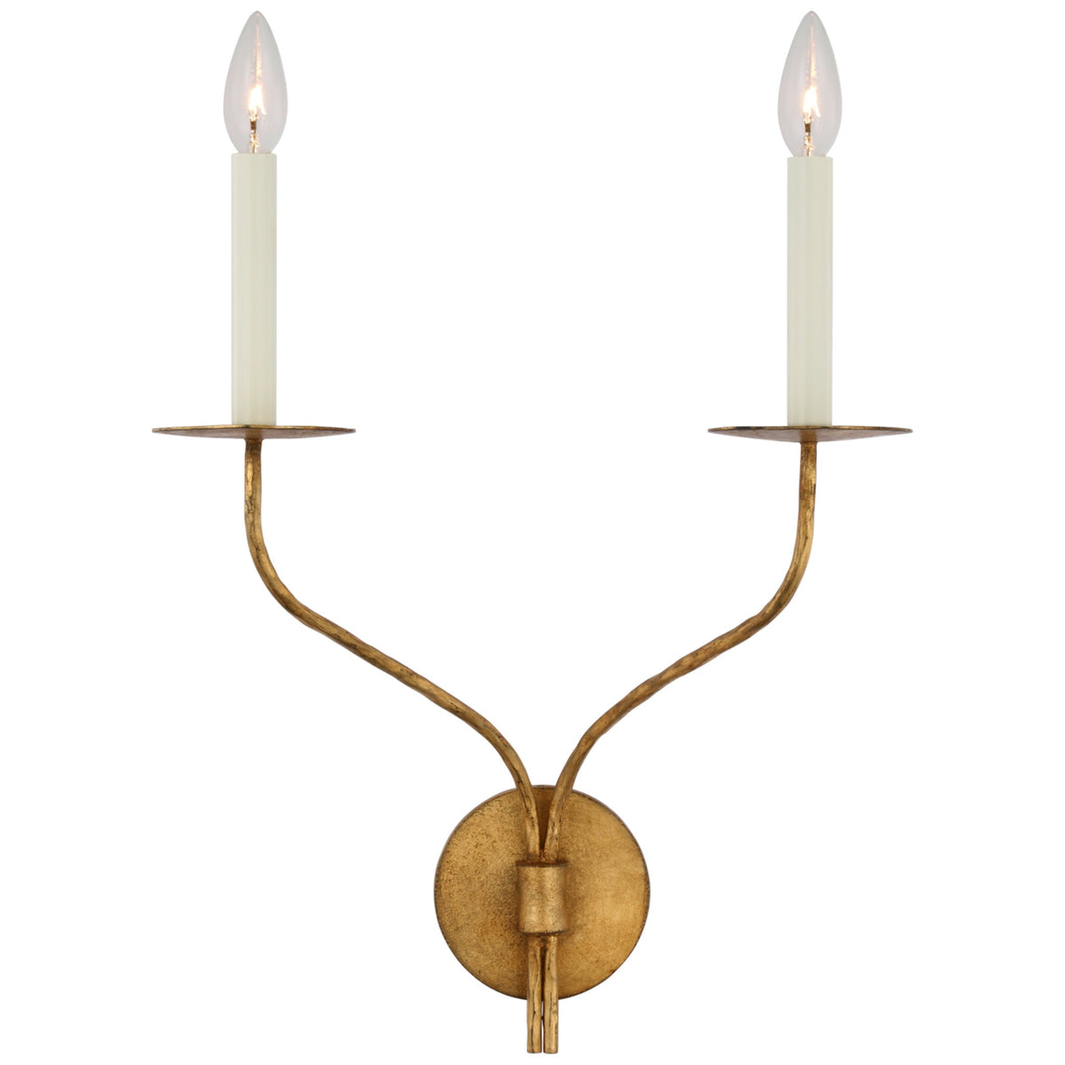 Ian K. Fowler Belfair Large Double Sconce in Gilded Iron Wall Light W14.5" x H18.5", wall sconce