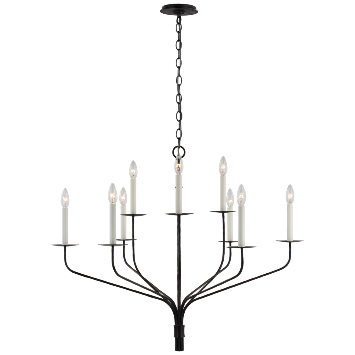 Ian K. Fowler Belfair Large Two-Tier Chandelier in Aged Iron Ceiling Light W36.25" x H29.5"