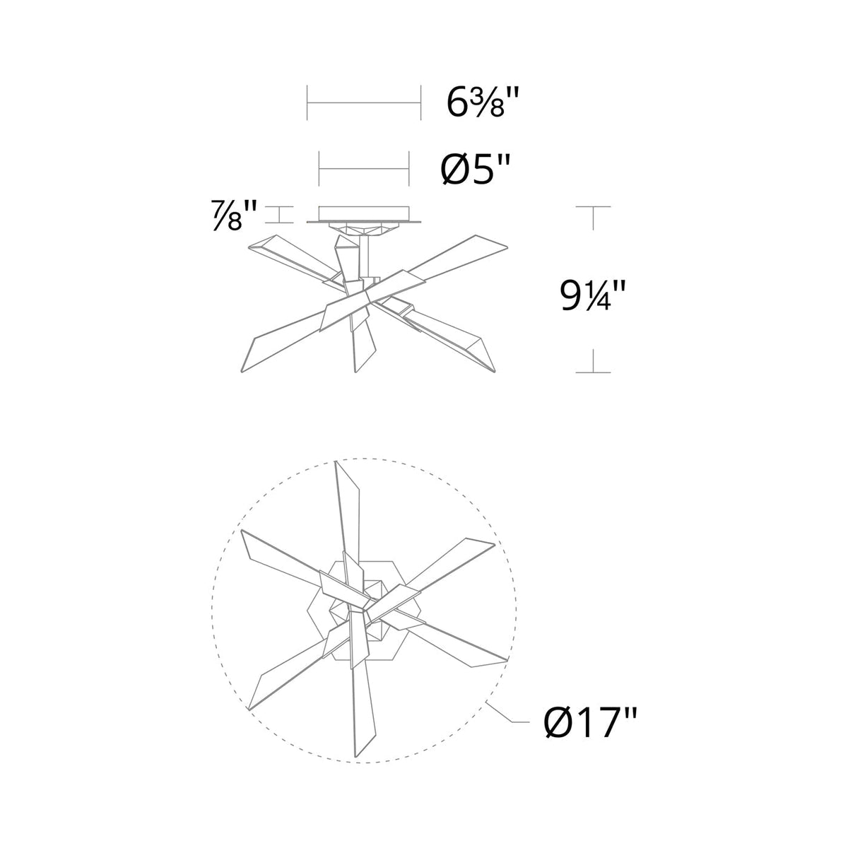 Solitude LED Semi Flush Mount Ceiling Light - line drawing.
